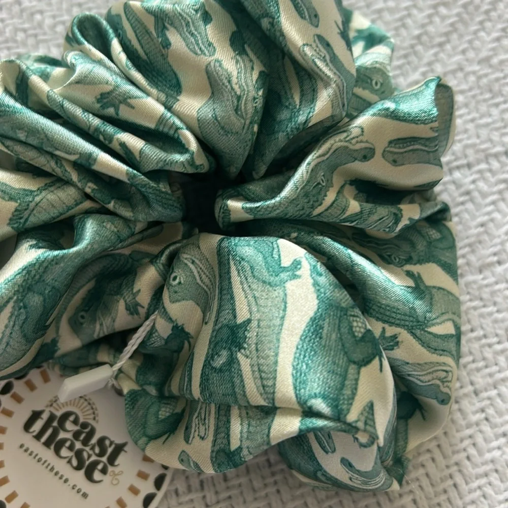 Satin Scrunchies Set - Oranges and Alligators NWT